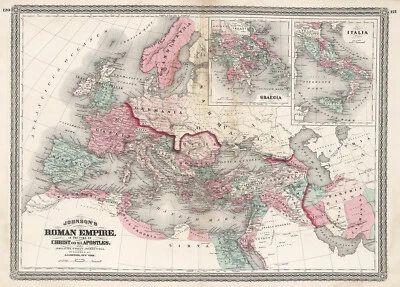 1870 Map Roman Empire in the Time of Christ his Apostles St. Paul Poster Print - Image 1 of 4