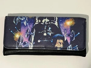 Loungefly X Star Wars Darth Vader The Empire Black Clutch Purse Wallet Used - Foto 1 di 13
