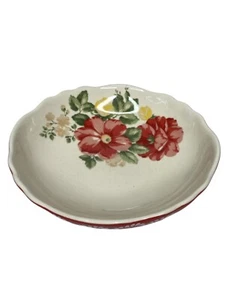 Pioneer Woman Betsy 7.5" Pasta Bowl Red Stoneware Floral Flowers Kitchenware - Picture 1 of 3