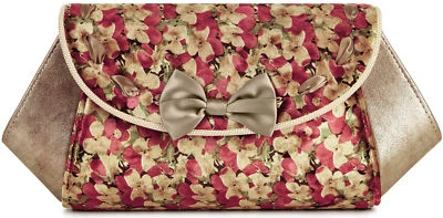 Ruby Shoo PALMA Vintage FLORAL VELVET Samt Schleife Bow CLUTCH Tasche Rockabilly - Bild 1 von 3