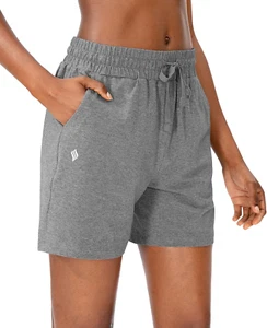 Women'S Cotton Shorts 5'' Lounge Yoga Shorts Jersey Sweat Bermuda Shorts for Wom - Picture 1 of 12