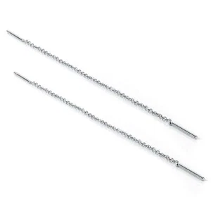 Sterling Silver 12mm Bar Threader Pull Through Belcher Chain Earrings - Picture 1 of 4