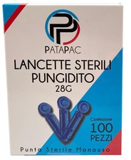 100 Lancette per pungidito con ago da 28 gr. sterili e ultra compatibili monouso