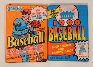 1990 2 Packs MLB Baseball Trading Cards, Donruss, Fleer. Sealed
