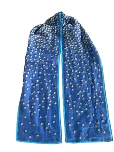 Longchamp Scarf Neck Chief Long Blue Silver Grey Cotton Handbag Accessories WOW - Bild 1 von 6