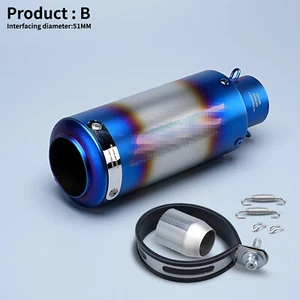 Slip-on 51mm 2" Universal Motorcycle Exhaust Muffler Pipe Tail Tips Colorful - Imagen 1 de 6