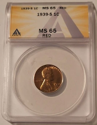1939 S Lincoln Wheat Cent MS65 RED ANACS - Image 1 of 4