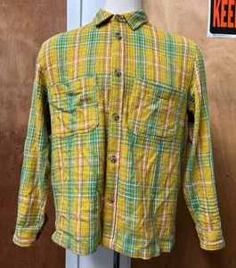BDG Men's Medium Yellow Plaid Long Sleeve Button Up - Picture 1 of 5