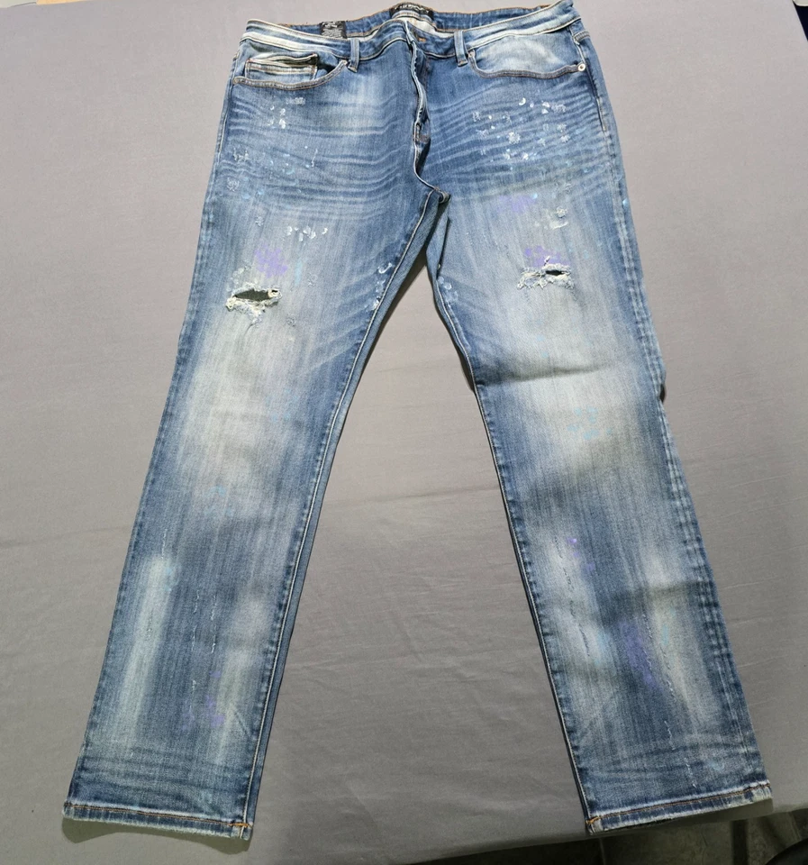 Cult of Individuality Rocker Slim Mens Jeans 40x33 fit 38x31 Distressed paint - Image 1 of 4