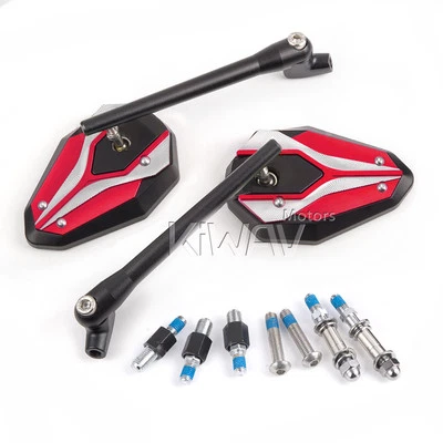 KiWAV Viper II Red Rear Side Mirrors M10 for Suzuki Intruder 750 1400 GSX DL - Image 1 of 4