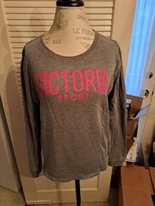 Victoria’s Secret Sport Grey Long Sleeve Sweatshirt Logo Size Med - Picture 1 of 3