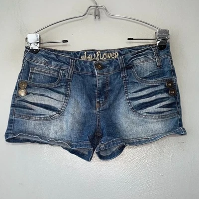 Wallflower Size 11 Blue Jean Denim Low Rise Short Shorts Micro Mini Y2K 2000s - Image 1 of 4