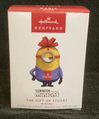 🎦New THE GIFT OF STUART Minions 2023 Magic Musical Sound Hallmark Ornament NIB