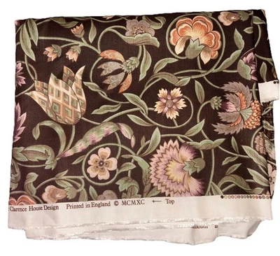 Tecido CLARENCE HOUSE Valmouth marrom jacobino floral estofado para casa 1,75 jardas - Imagem 1 de 4