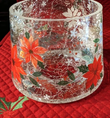 Yankee Candle Vidrio Craquelado Transparente Rojo Carmesí POINSETTIA Tono Vela Top 2025 Foto 1 de 4