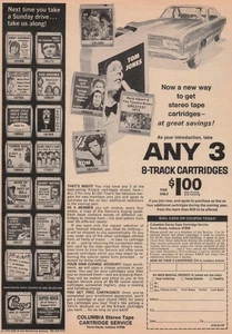 1970 Vintage Print Ad Columbia Stereo Tape Cartridge Service Any 3 8-Track - Picture 1 of 2
