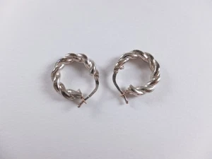 BOTTEGA VENETA Twist Sterling silver hoop earrings authentic designer - Picture 1 of 7