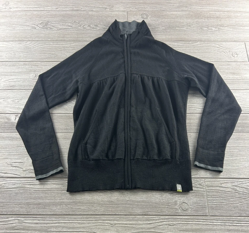 Suéter Smartwool Mujer Mediano Cremallera Completa 100% Lana Merino Bolsillos Frontales Negro Foto 1 de 4