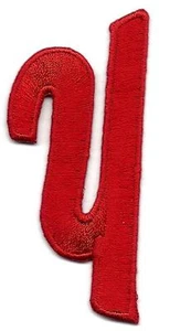 SCRIPT LETTERS - Red Script  2" Letter "Y" - Iron On Embroidered Applique - Picture 1 of 1