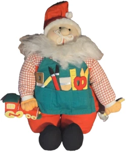 Herramientas de esquina de Navidad vintage tren martillo relleno taller Papá Noel peluche - Imagen 1 de 4
