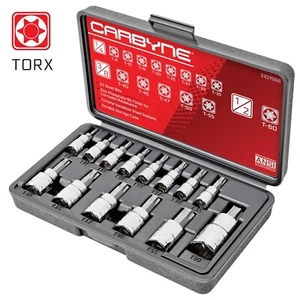 CARBYNE 14 Piece Torx Bit Socket Set, T-8 to T-60 Sizes, S2 Steel Bits, CRV S... - Picture 1 of 7