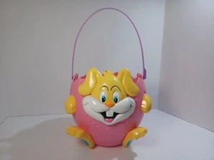 Vintage Cool Gear Easter Bunny Basket 3-D 1998 Pink Yellow Egg Hard Plastic - Picture 1 of 8