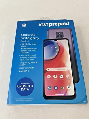 MOTOROLA Moto G Play AT&T Prepaid 32GB Flash Gray Smartphone SEALED - Image 1 of 4