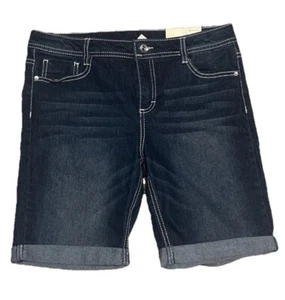 NWT Girls Sz 16 Denim Lace Crochet Jean BERMUDA Shorts Faded Glory blue denim 45 - Picture 1 of 6