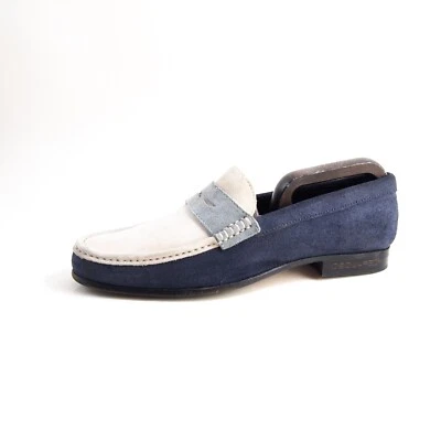 Dsquared2 Mocasines Blanco Azul Gris Ante Hombre Talla Eu 40 US 7 - Imagen 1 de 4