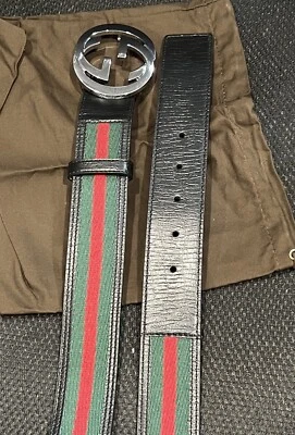 Cinturón clásico Gucci para hombre con cuero negro talla 115/46 se adapta a pantalones/jeans 40-42 - Imagen 1 de 4