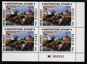 US 1994 NEW JERSEY STATE DUCK NJ11 MINT VF NH PLATE BLOCK - Picture 1 of 1