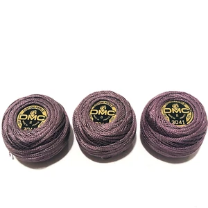 DMC Coton Perle Thread Size 8 Purple 3041 Needlepoint Cotton 10g France Lot of 3 - Picture 1 of 6