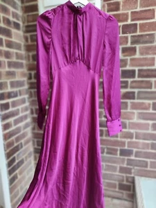 ASOS Design women's high neck maxi satin tea dress in purple y2k silky - Picture 1 of 11