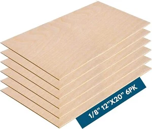 3 mm 1/8 Zoll x 12 Zoll x 20 Zoll Baltisches Birkensperrholz - B/BB-Qualität (6 Stück) bereit für Glühschmiede - Bild 1 von 5
