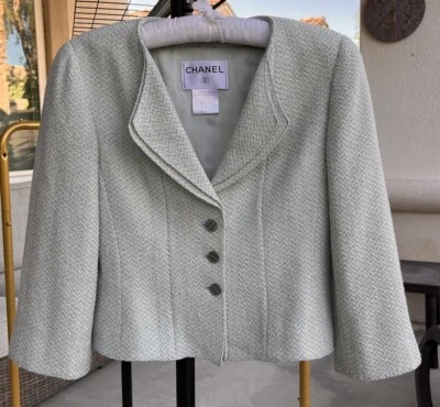 CHANEL Baby  Blue Tweed Wool Jacket Size 36 - Image 1 of 4