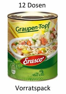 12 Cans Erasco Pearl Barley Pot Soup With Potatoes, Carrots And Beef A 28.2oz