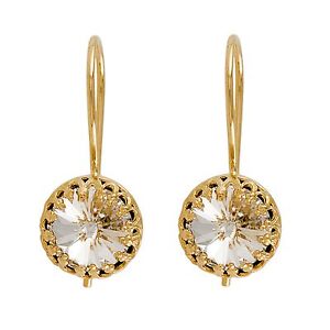 SWAROVSKI CRYSTAL Earrings Dangle WEDDING 14K Yellow Gold Filled Bridal Jewelry