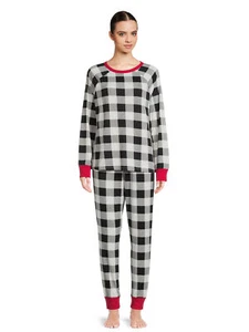 Holiday Time Women's Plaid Matching Family Pajamas Set, 2-Pcs Multicolor M (8-10 - Picture 1 of 2