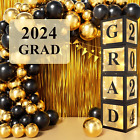 Graduation Decorations Party Boxes,  4 Transparent Black Decor Boxes With “grad”