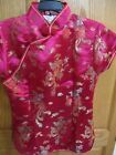 Vintage Lian Lin Red Brocade Asian Style Top Size 42