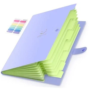 Expanding File Folder, 8 Pockets Accordion File Organizer, A4 Letter Purple - Picture 1 of 8