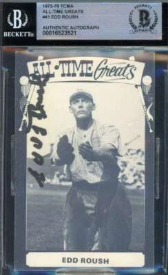 Edd Roush Beckett BAS Signed 1973-79 TCMA All Time Greats Autograph - Image 1 of 2