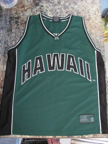 Hawaii Men's XL Rainbow Warriors #23 Colosseum Stitched Green Basketball Jersey Cover