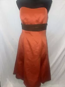 Alfred Angelo Bridesmaid Prom Formal Dress short, strapless, burnt orange 12 - Picture 1 of 6