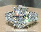 Real 925 Sterling Silver 5ct Oval & Marquise Cut Moissanite Engagement Ring SZ-9