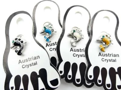 ADORÁVEL Cor Esmaltada Cristais DOLPHIN Faixa Elástica Invisível Anel Petite Toe - Imagem 1 de 4