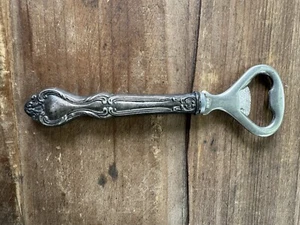 Vintage Sterling Silver Handle Bottle Opener Ornate 5.75” - Imagen 1 de 9