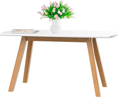 Small Coffee Table – Modern Low Accent Table with Bamboo Wooden Frame, Compact S - Image 1 of 4