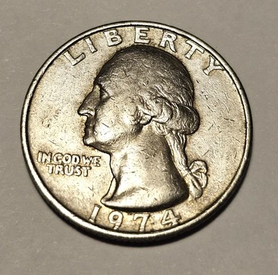 1974 Washington Quarter, No Mint Mark, Snake On Wing Error Coin - Image 1 of 4