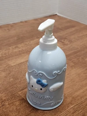 Vintage Hello Kitty Ceramic Soap Dispenser - 1999 Light Blue Sanrio Angel Kitty - Image 1 of 4